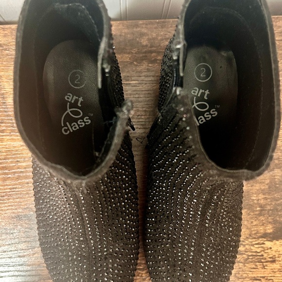 Art Class Black Beaded Ankle Boots - Picture 1 of 4